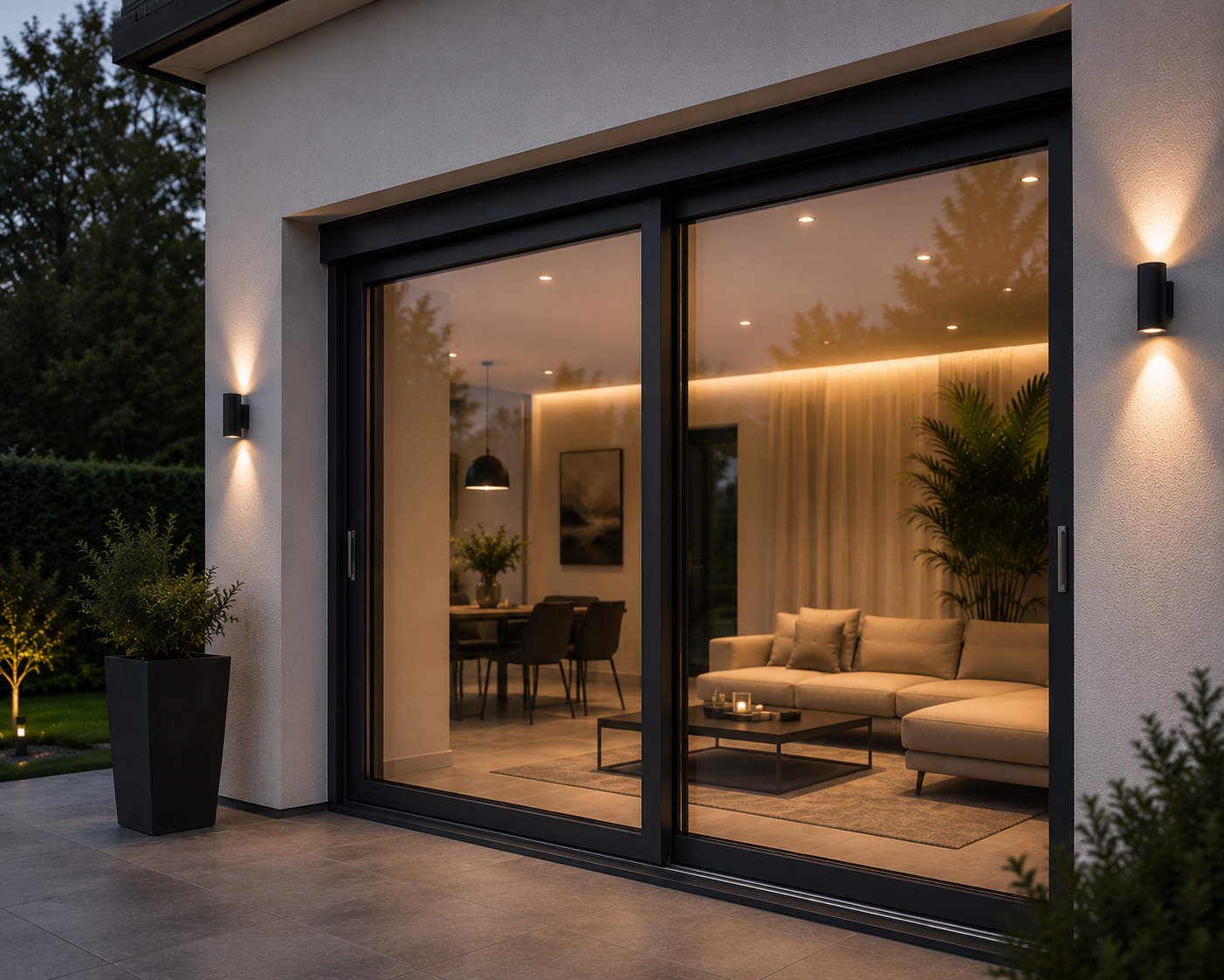 Moderne woning met kunststof schuifpui